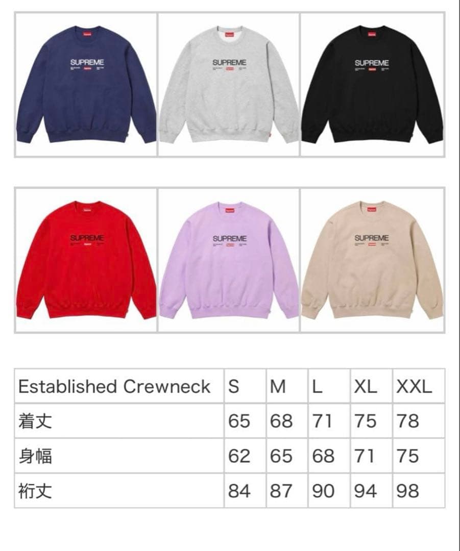 【美品】Supreme Established Crewneck グレー　L