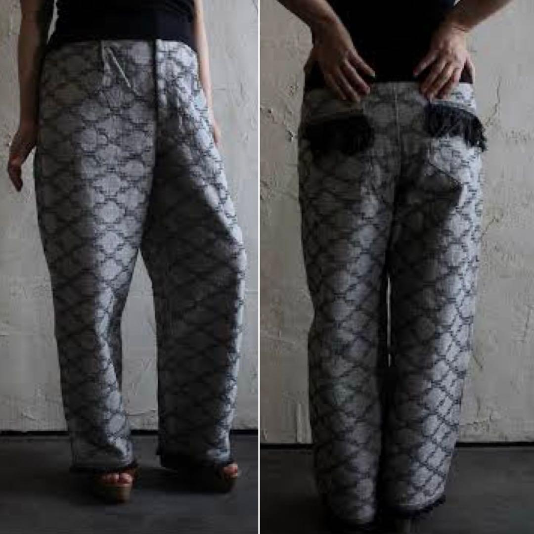 美品 YURTAO ユルタオ ジャガードパンツ グレー系 木下桃子 フリーサイズ