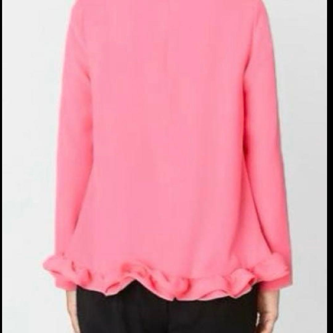 【美品】23AW YOKOCHAN ロングスリーブ バックフリル ブラウス 紺