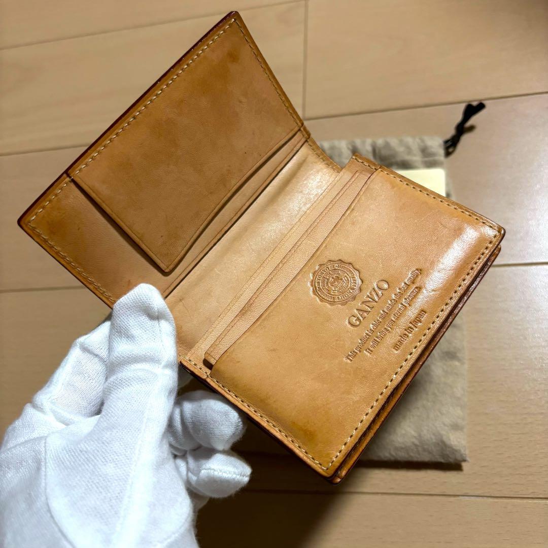 GANZO ガンゾ　コードバン通しマチ名刺入れ　ブラック　黒　カード袋付き