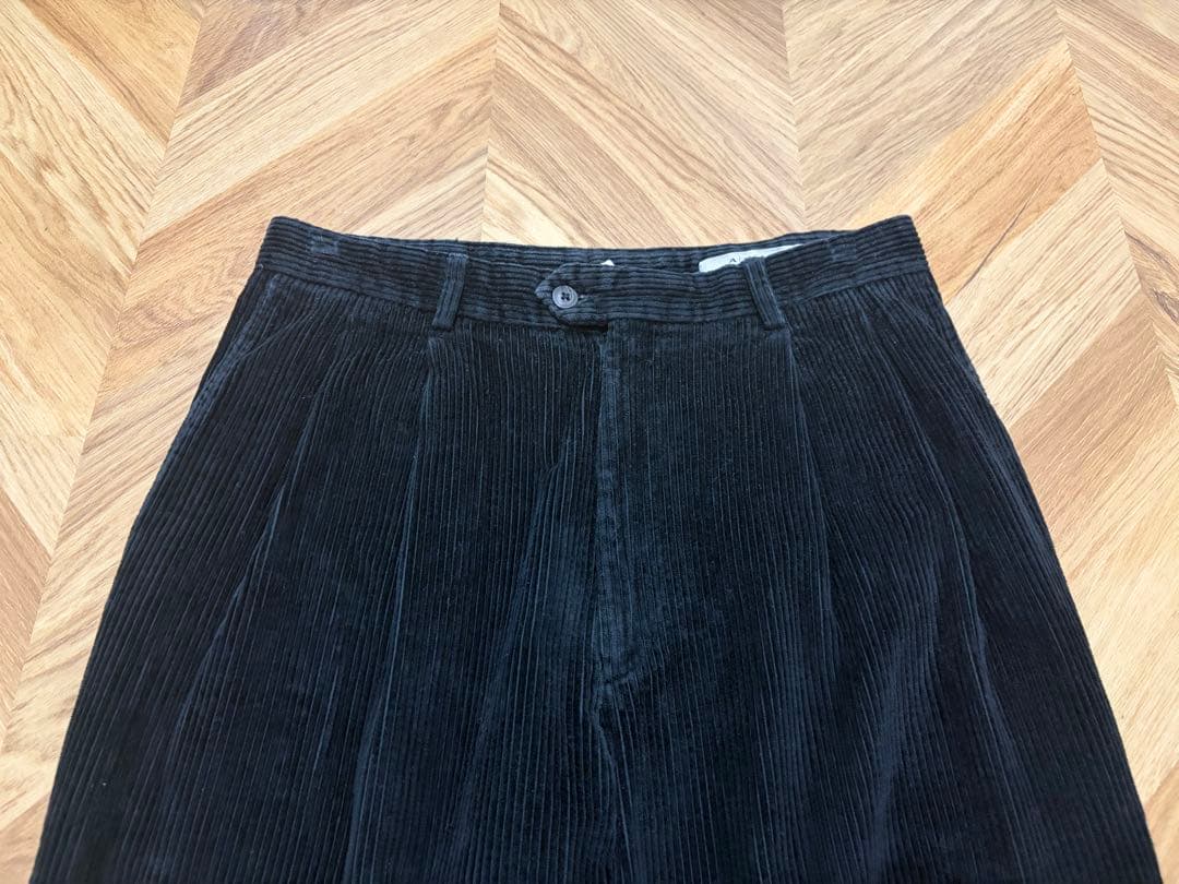 90s USA製 Eddie Bauer ツータックブラックコーデュロイパンツ黒