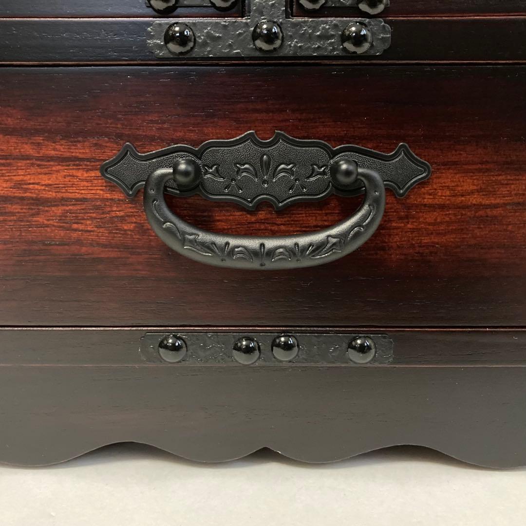 からくり 小引き出し 箪笥 チェスト 隠し収納 木製 桐⁇ 金具 和風 民芸調