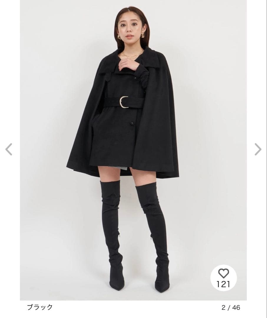  PARTY ブラック ケープコート