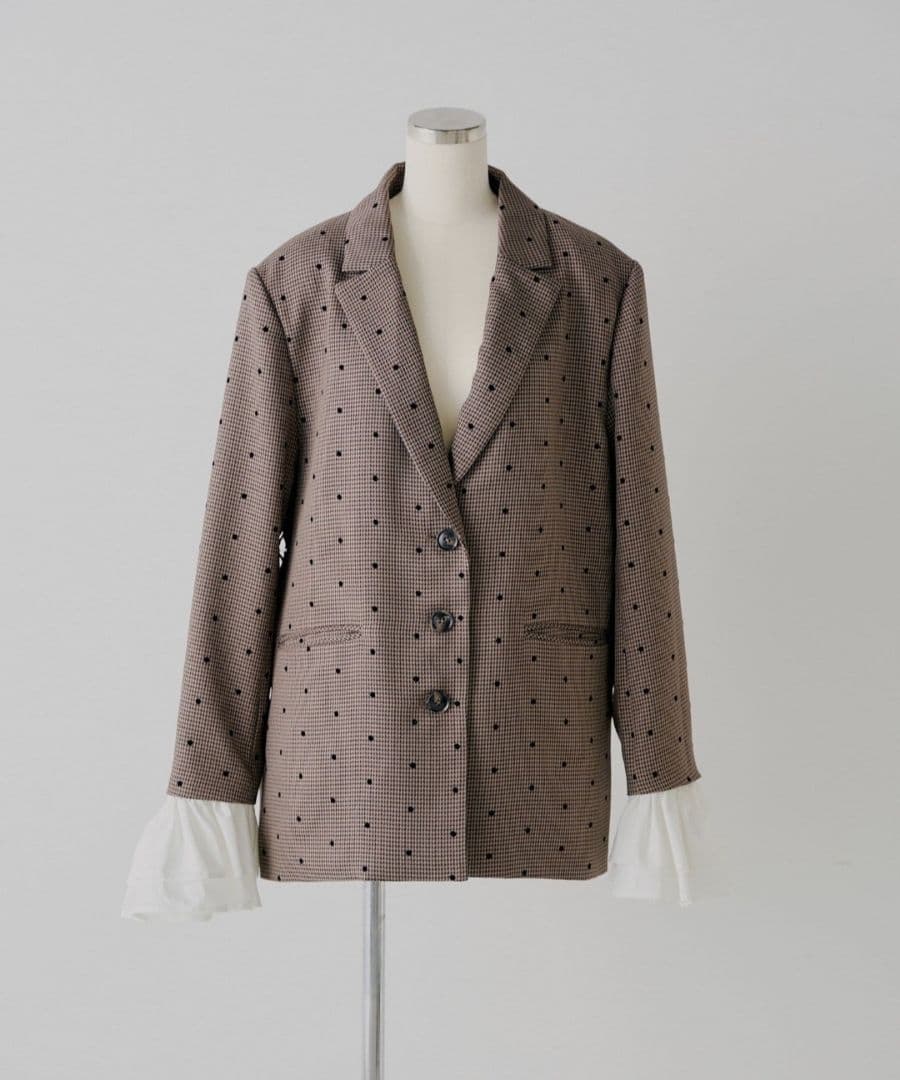 Chico　チコ　yuzuコラボ　袖フリルオーバージャケット　ブラウン