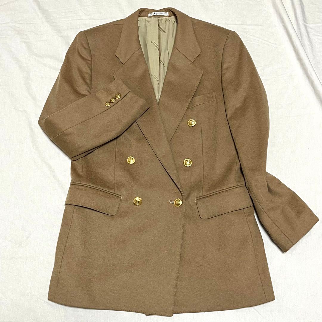 【カシミヤ100%】アクアスキュータム　ダブルテーラードジャケット　金ボタン　M