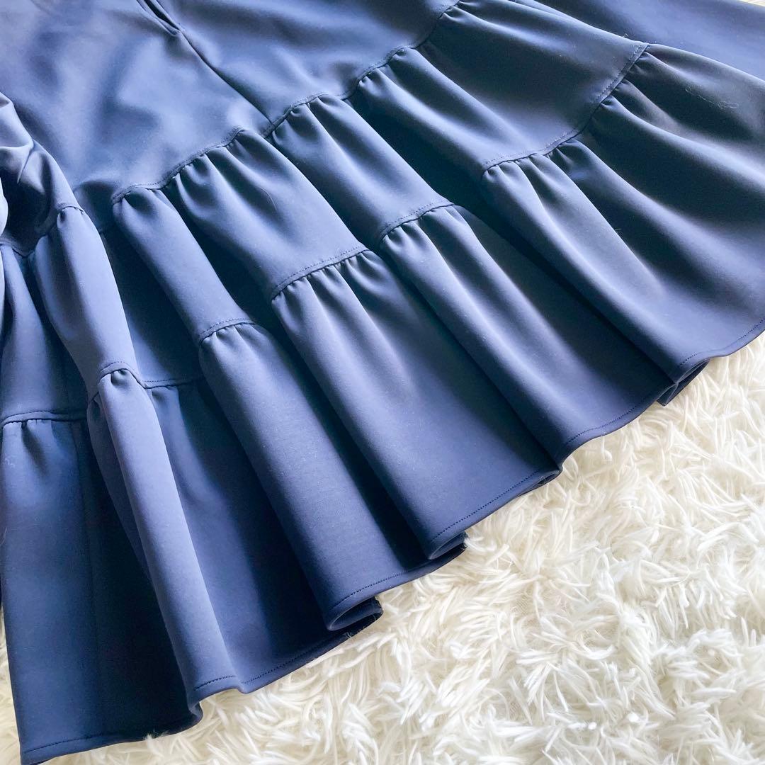 美品✨現行✨OHGA MASHUMALO TOPS ブラウス ティアード　紺