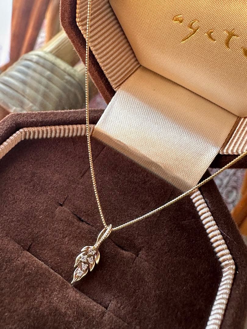 agete K10 ダイヤ リーフネックレス