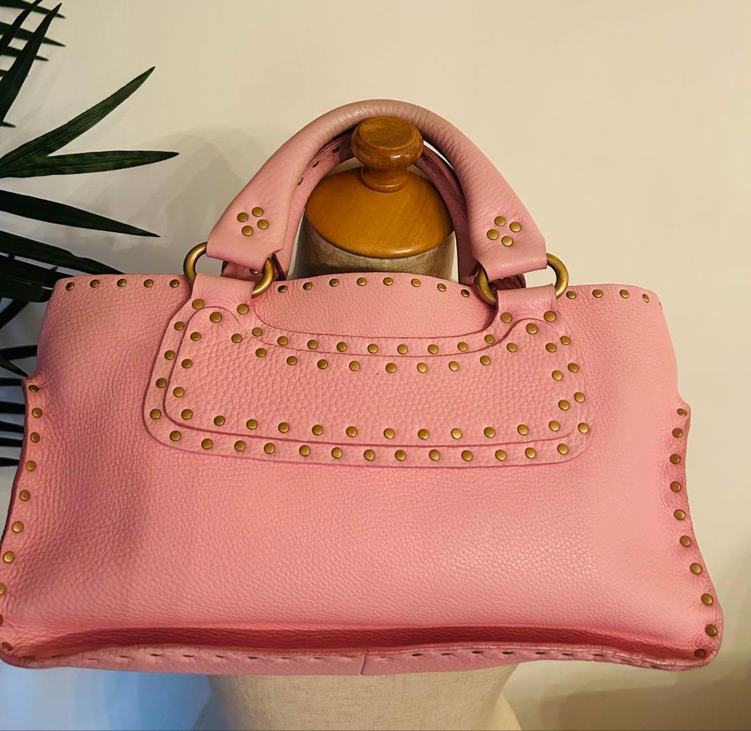 セリーヌ激レア★スタッズ付きブギーバッグピンク保存袋付きクリーニング済み