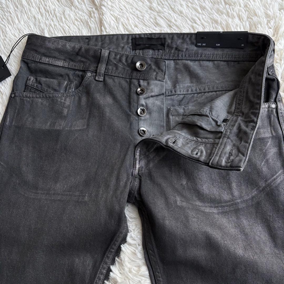 (未使用タグ付) ディーゼルブラックゴールド コーティング デニムパンツ W28