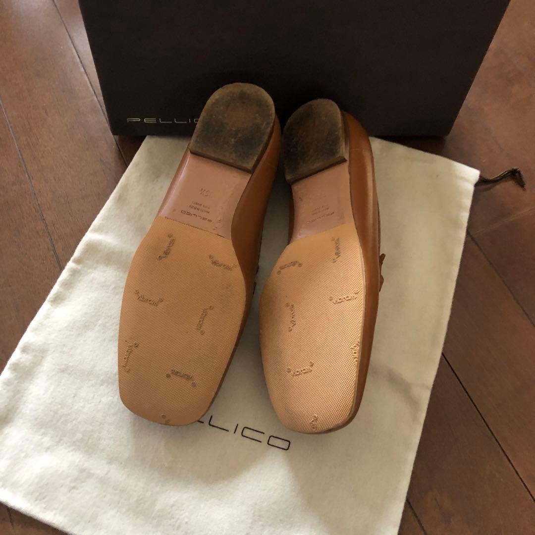 PELLICO ブラウンレザー ローファー チェーン付き