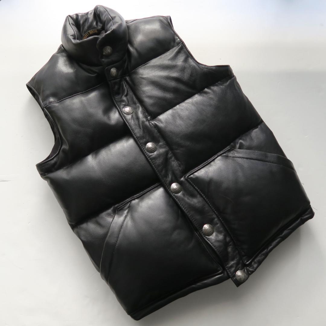 別注 Schott Ron Herman コンチョボタン ラムレザーダウンベスト