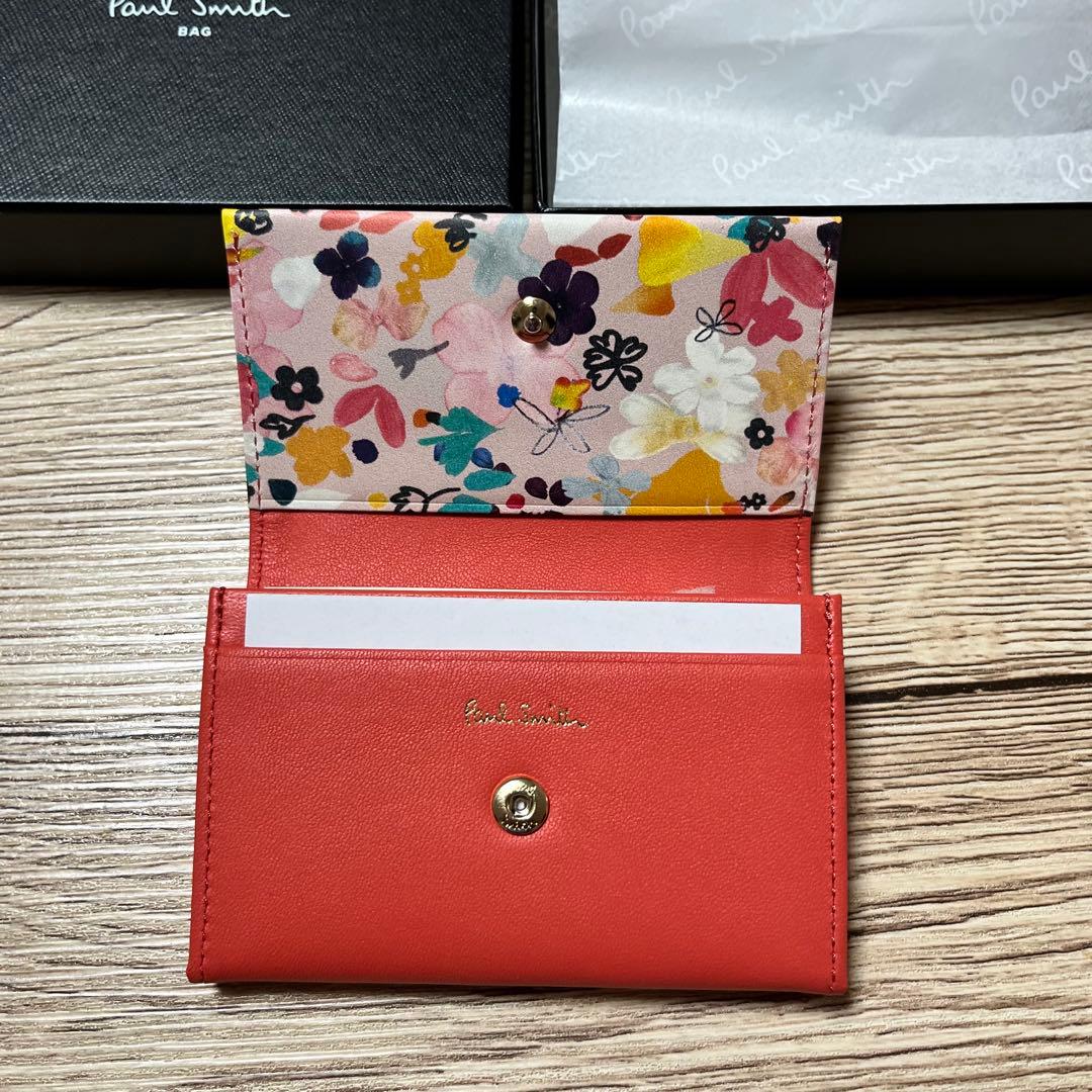 ポールスミス Paul Smith 名刺入れ レッド 箱付き　花柄