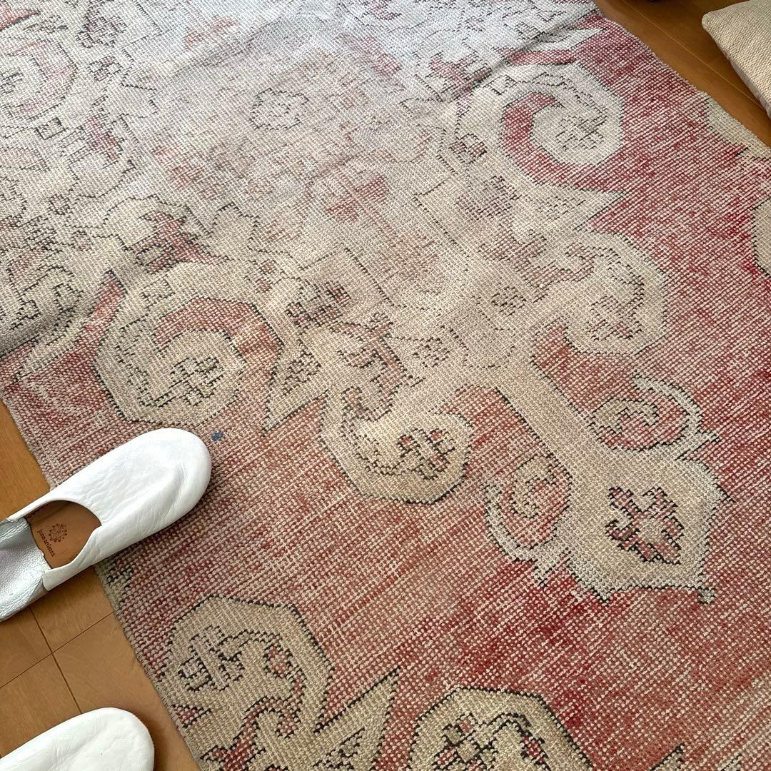 94×180 リバーシブル　擦れシャビーなメダリオン　トルコヴィンテージラグ