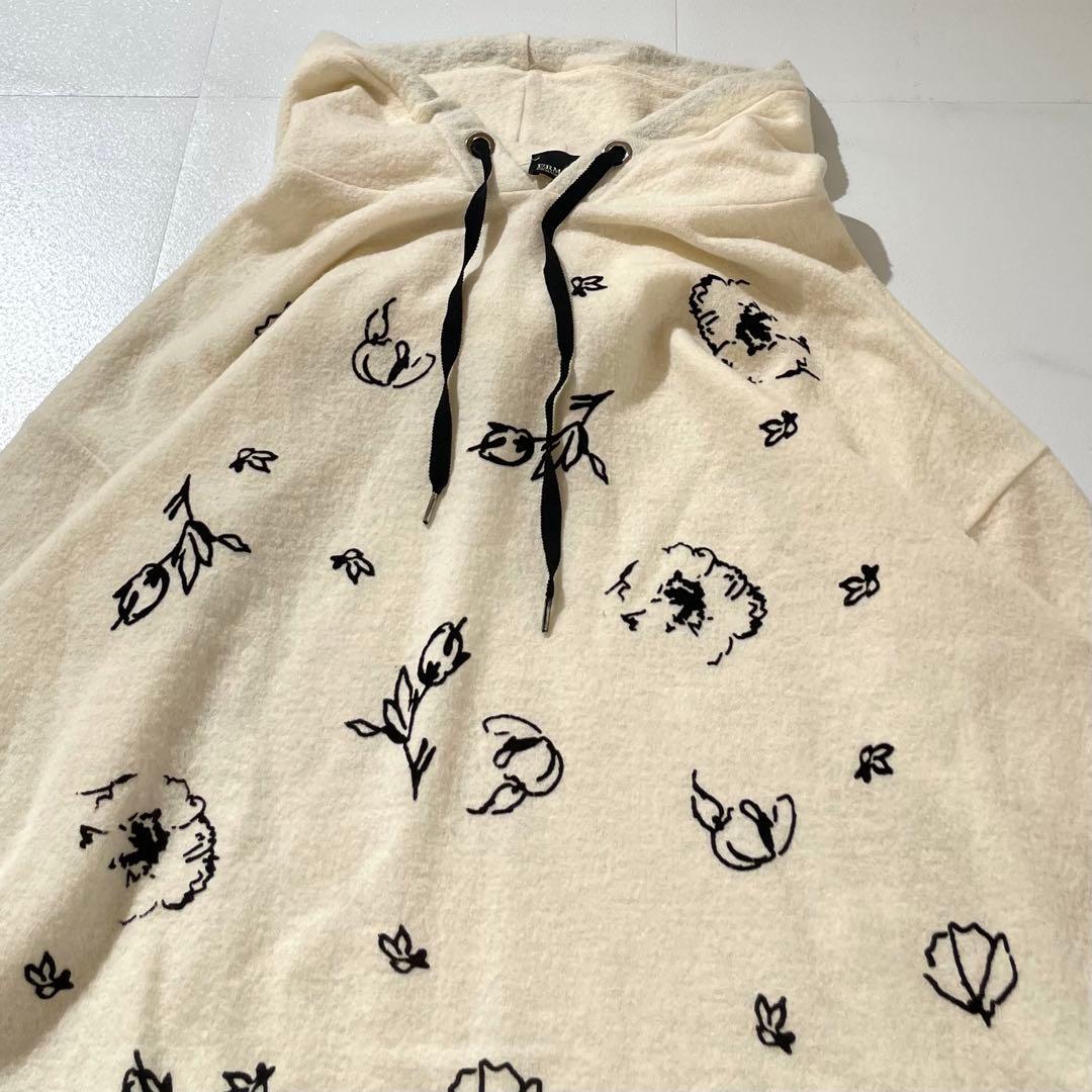 入手困難✨ エルマンノシェルビーノ パーカー ラムウール素材 レース生地 白色系