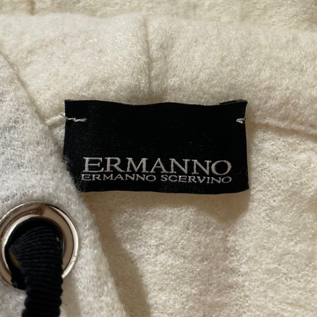 入手困難✨ エルマンノシェルビーノ パーカー ラムウール素材 レース生地 白色系