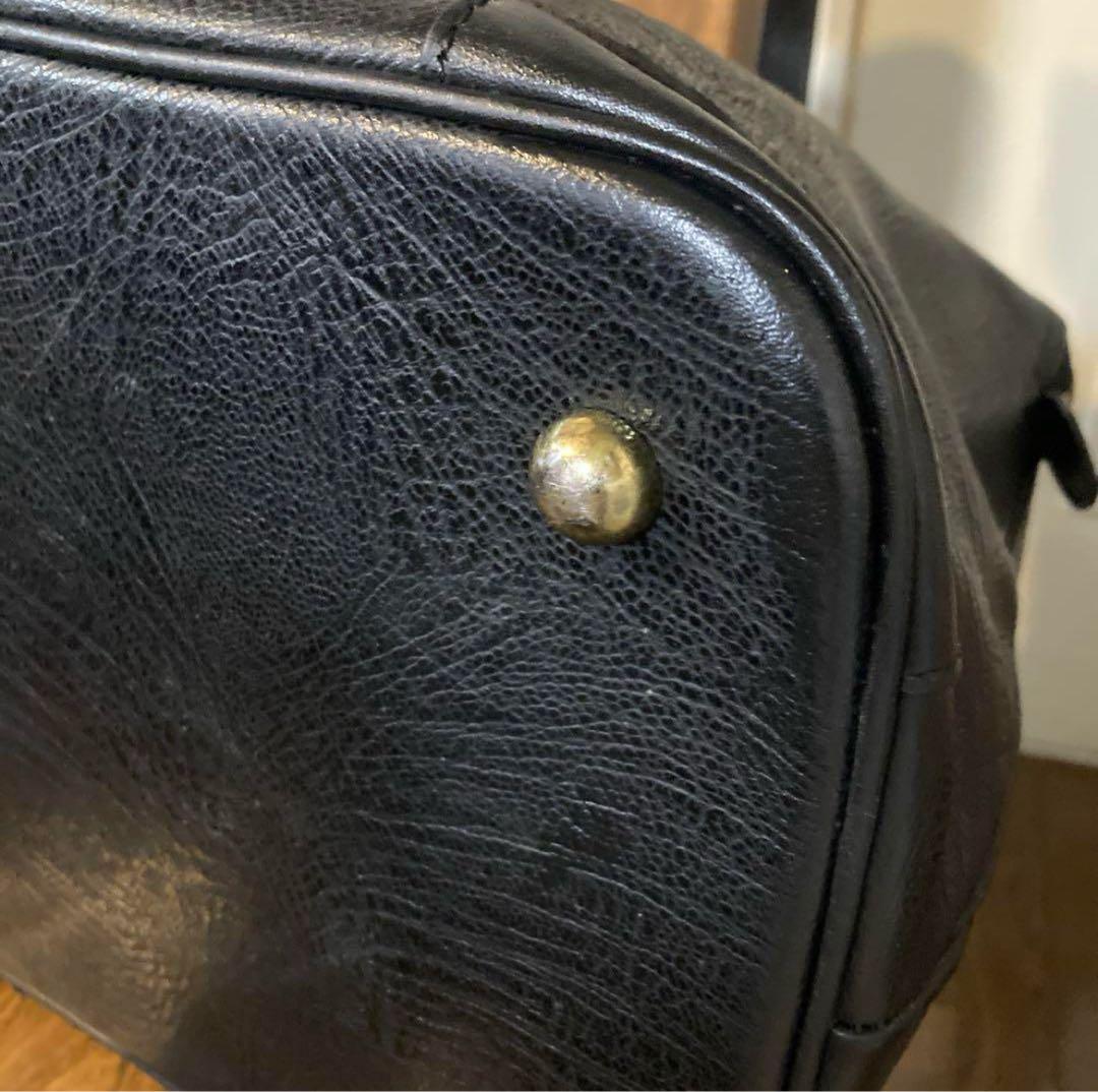 80s COMME des GARCONS ヴィンテージボストンバッグ★レザー黒