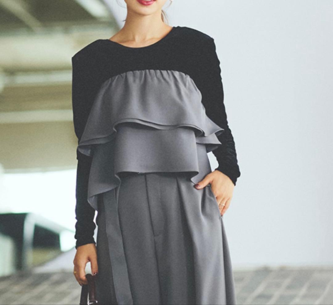 【ルーニィ　lounie吉田理紗さんコラボ】ラッフルデザインビスチェ　グレー