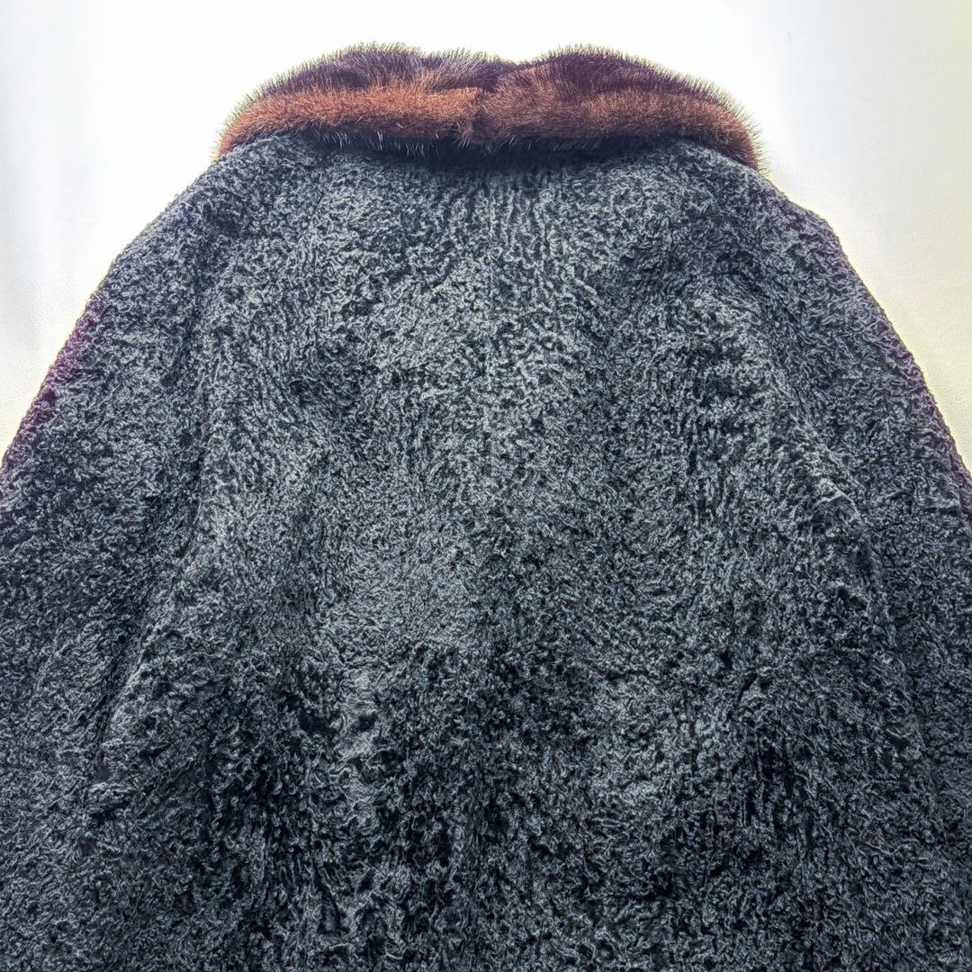 岐阜毛被チベットラム×ミンクファー マキシ丈ロングコート シルク混 身幅2Way