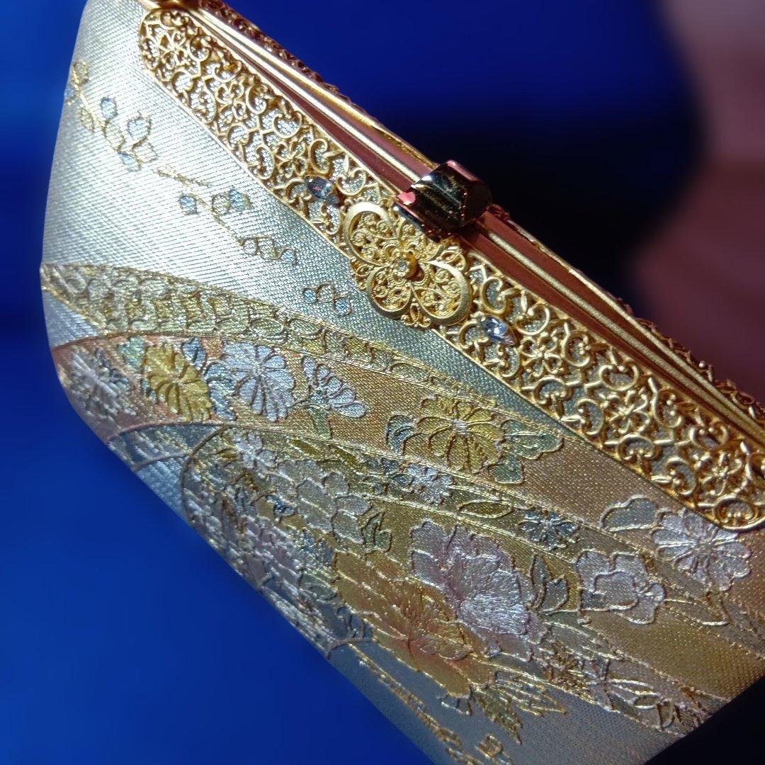 伊と忠　金色花柄刺繍和装用バッグと草履セット
