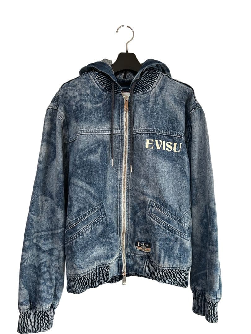 【極美品】EVISU 漁師仏頭レーザープリント デニムジャケット Sサイズ