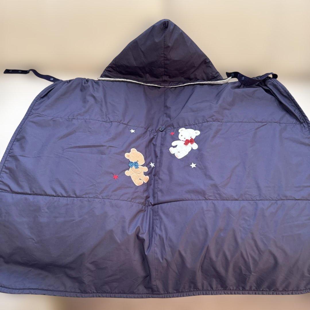 familiar フード付きベビーカーブランケット ネイビー美品！！