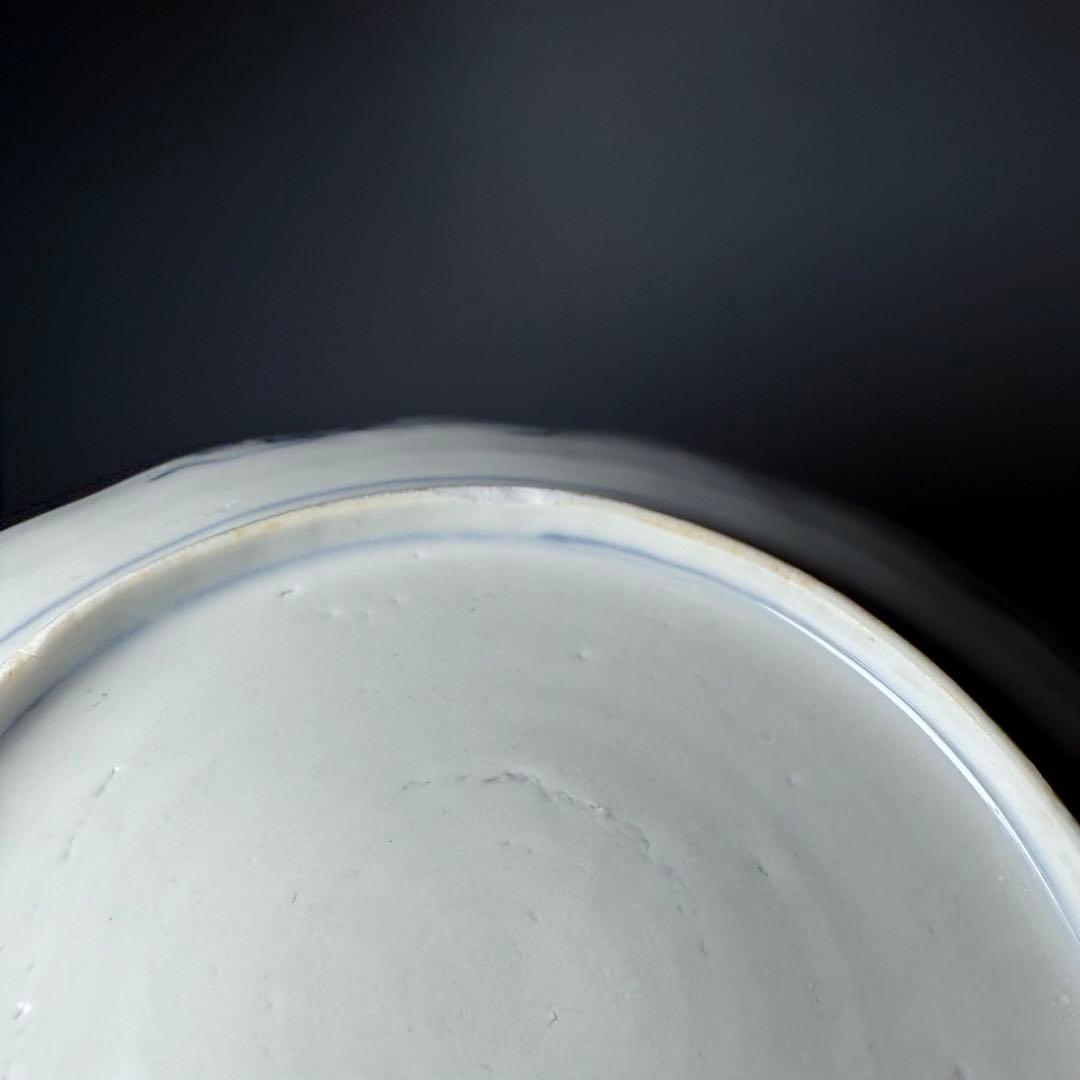 古伊万里　色絵花鳥図輪花形七寸皿　5枚　松竹梅　裏巻物文様　金蘭手　赤絵　江戸期