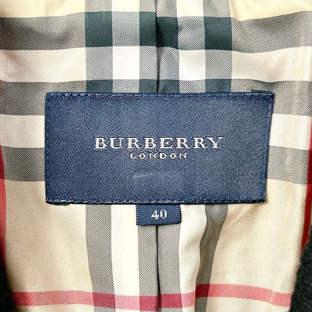 バーバリーロンドン　アンゴラ混　ノバチェックウールジャケット　2つ釦　40 L