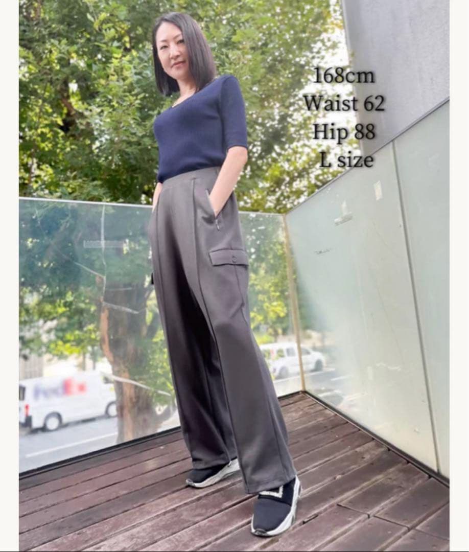 CINEMATIQ ストレッチカーゴパンツ ブラック Lサイズ