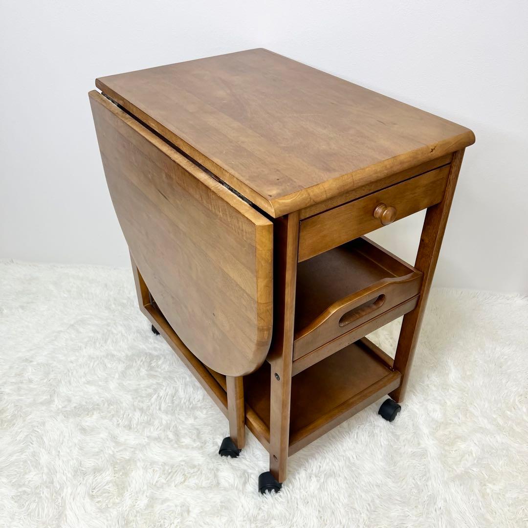 キッチンワゴン バタフライ キャスター付き サイドテーブル 折りたたみ 棚 収納