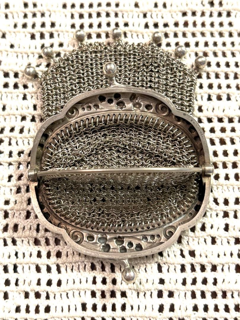 希少極美品　フランスアンティーク　鈴蘭　ミュゲ　パース　純銀　シャトレーン