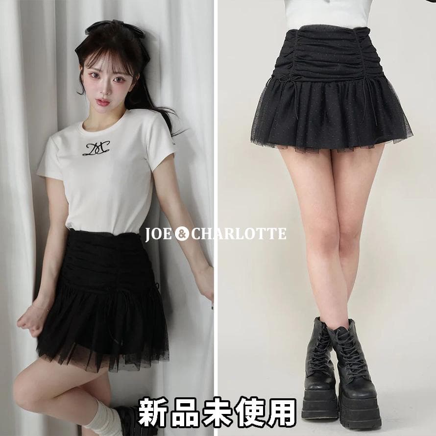 ダーリッチ darich ドットチュールリボンミニスカート ブラック BLK S