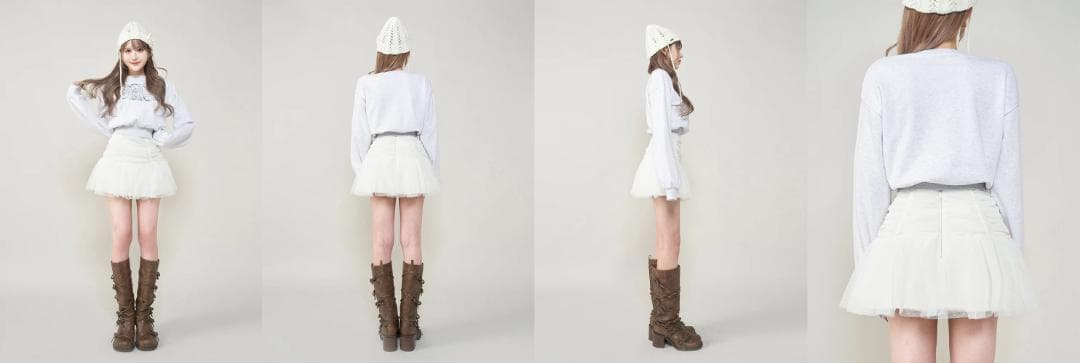 ダーリッチ darich ドットチュールリボンミニスカート ブラック BLK S