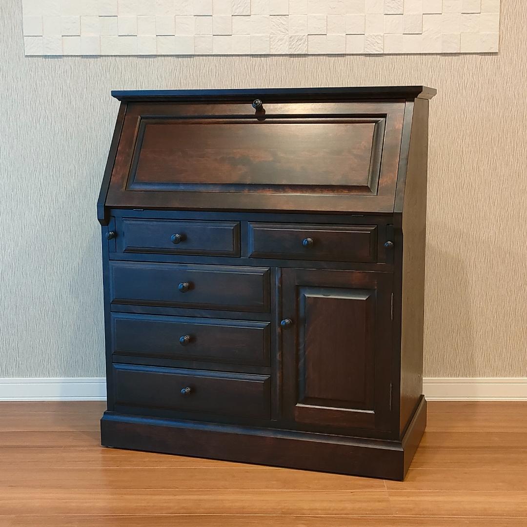 〈美品〉勇峰工芸　ライディングビュロー　デスク　樺材