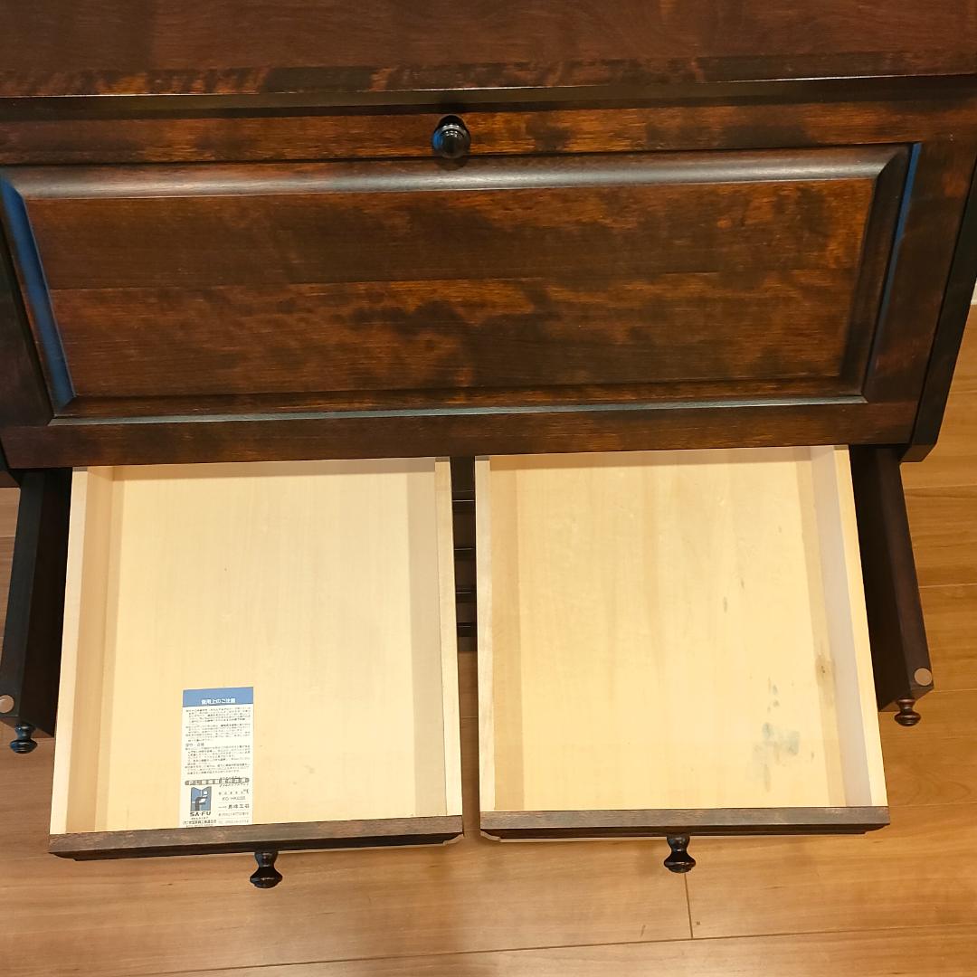 〈美品〉勇峰工芸　ライディングビュロー　デスク　樺材