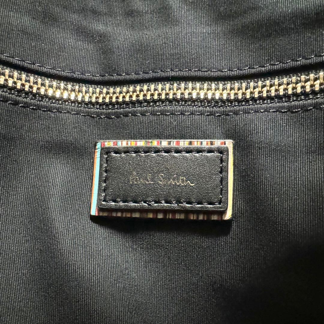 美品✨ ポールスミス 2way クラッチバッグ マルチストライプ シボ革 黒