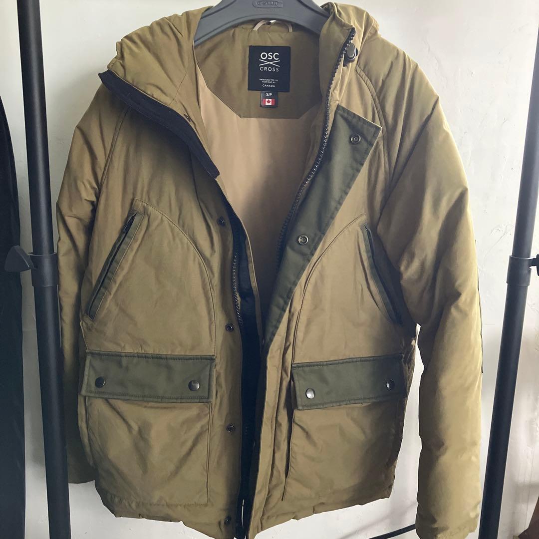 OSC CROSS フード付きダウンジャケット S/P オリーブグリーン