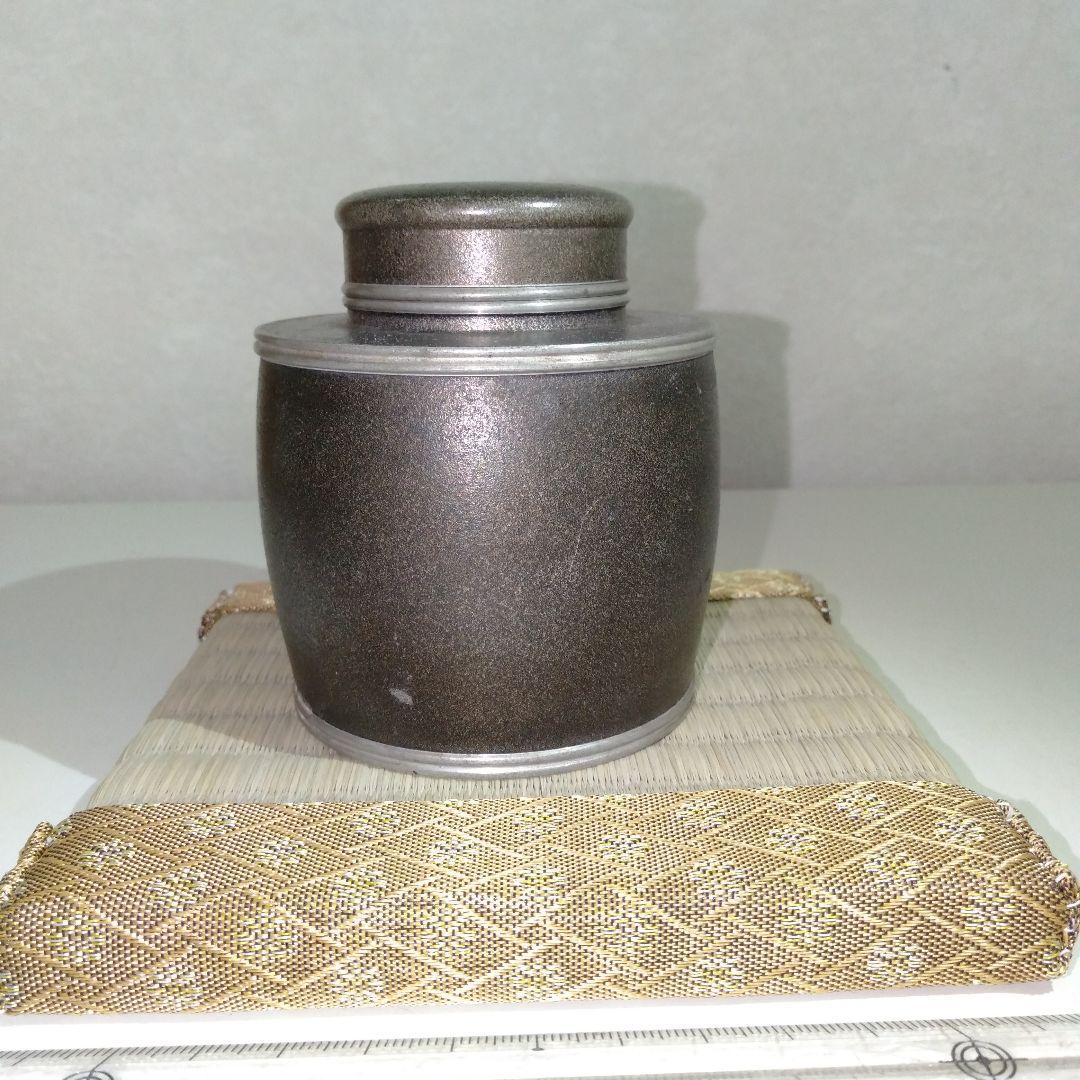 錫製茶入　茶道具　畳台付き１個
