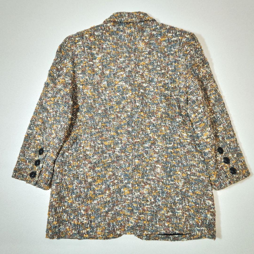 ジバンシィ　テーラードジャケット　ミックスツイード　ブークレ　ロゴ彫刻ボタン