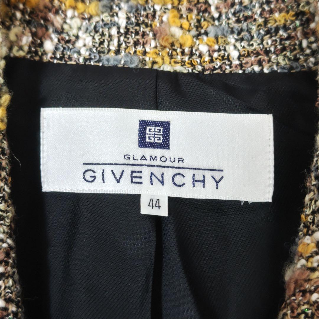 ジバンシィ　テーラードジャケット　ミックスツイード　ブークレ　ロゴ彫刻ボタン