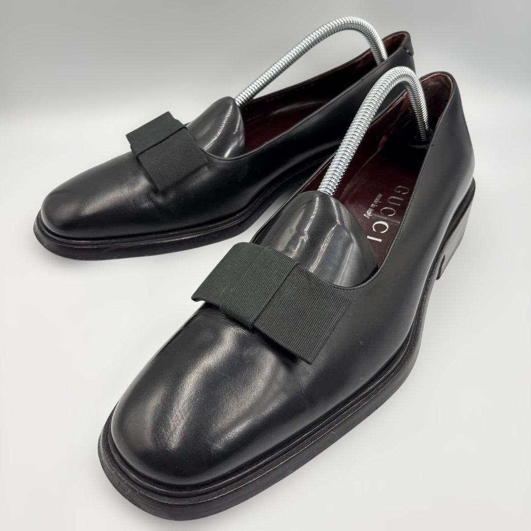 極美品✨GUCCI グッチ リボン ローファー ドレスシューズ 黒 43E