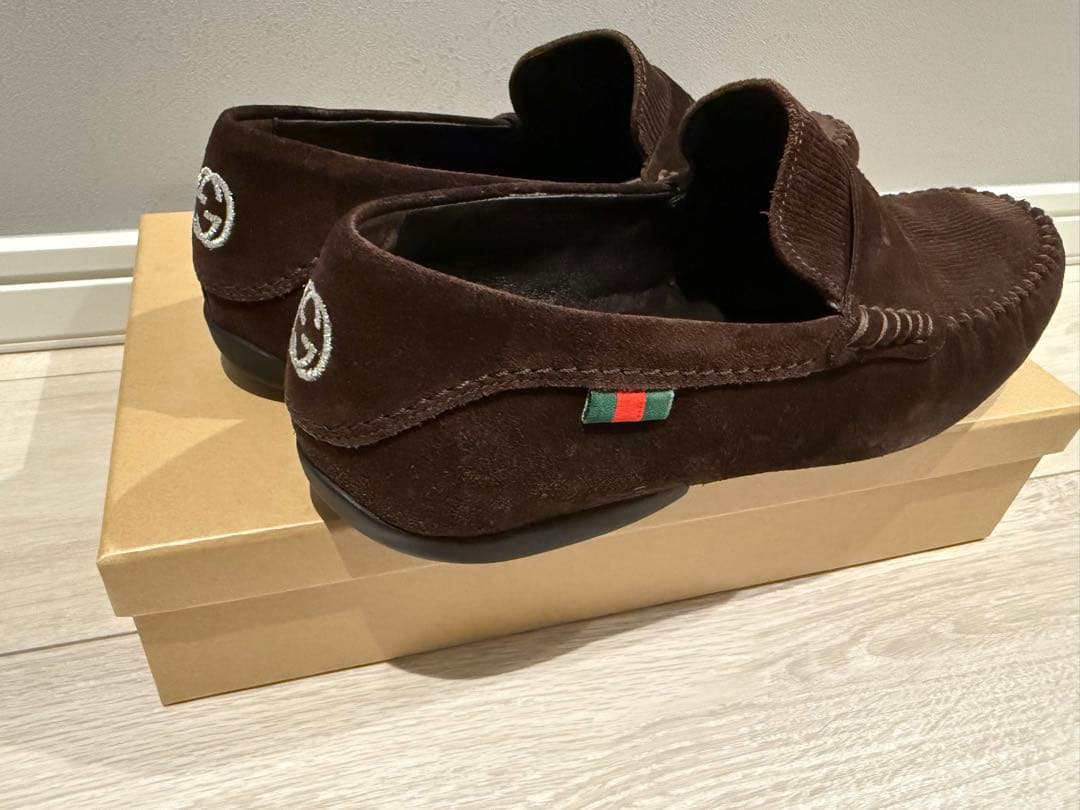 GUCCI ブラウン スエード モカシン ドライビングシューズ