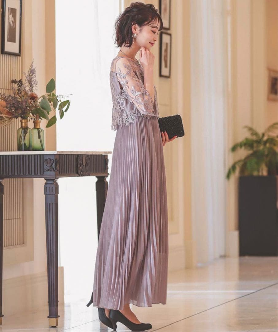 【新品】結婚式 お呼ばれ 成人式 ドレス 刺繍 切り替え フレアレース