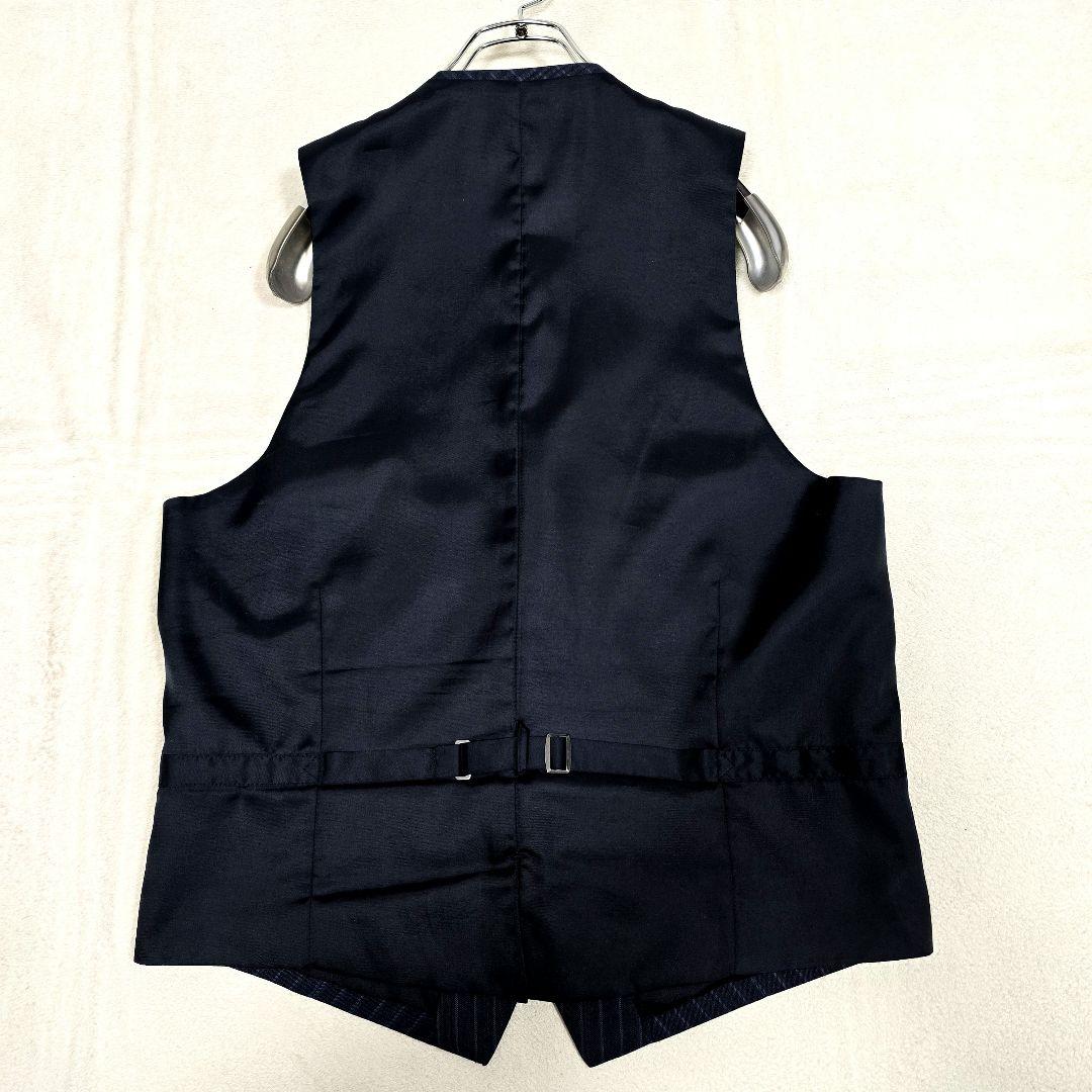 スーツセレクト 3ピース ビジネススーツセットアップ ストライプ ネイビー A6