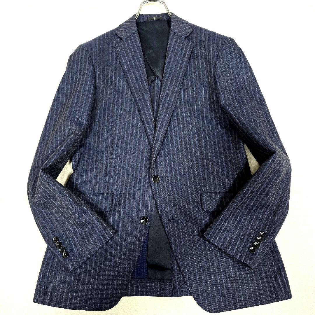 スーツセレクト 3ピース ビジネススーツセットアップ ストライプ ネイビー A6
