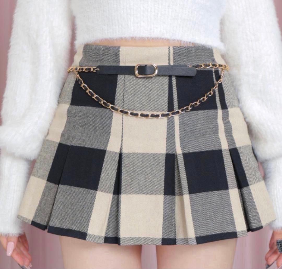 M me eme エムミーエメ Check box pleats skirt