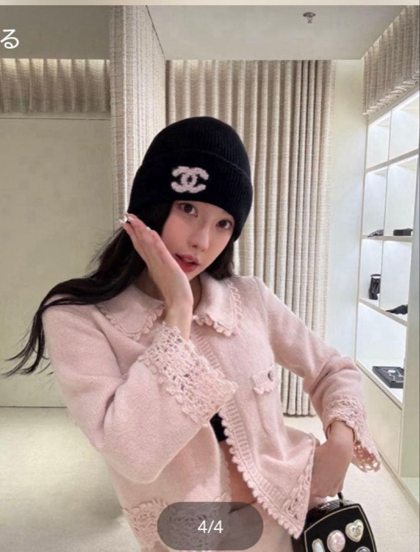 CHANELニット帽❤︎ブラック&ピンク　25B 最新作
