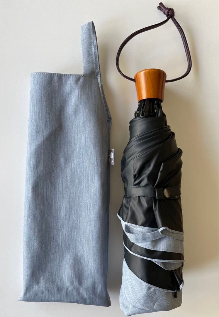 サンバリア100　3段折 / 折りたたみ日傘　水色　フロスト