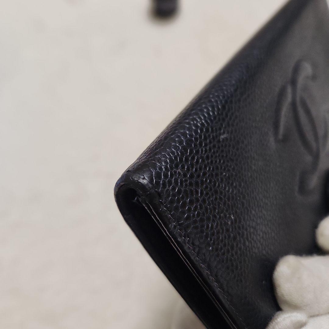 CHANEL シャネル キャビアスキン がま口　長財布　ブラック