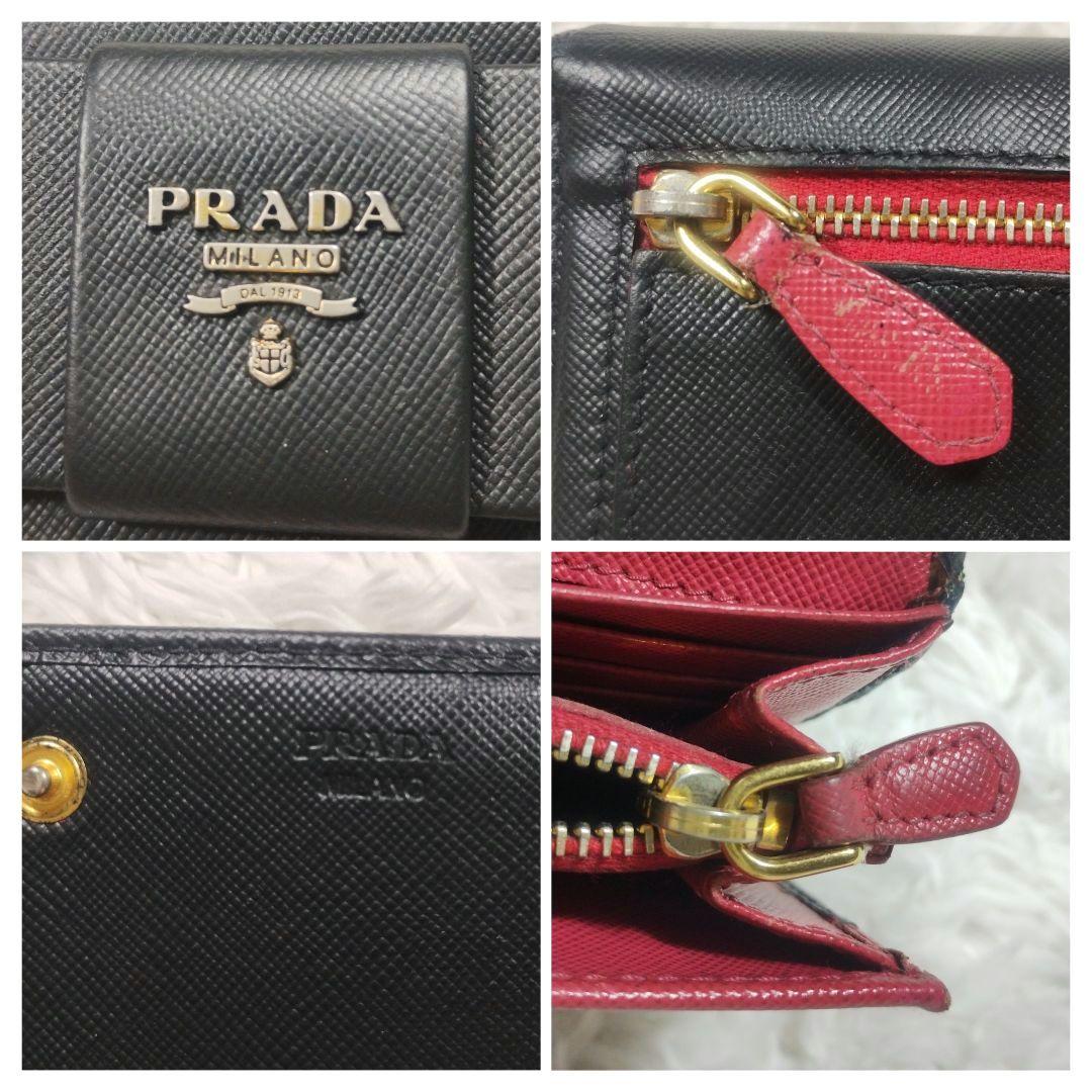 PRADA✨プラダ 長財布 サフィアーノ フィオッコ 黒 メタルロゴ リボン