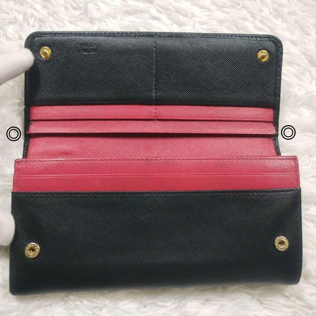 PRADA✨プラダ 長財布 サフィアーノ フィオッコ 黒 メタルロゴ リボン
